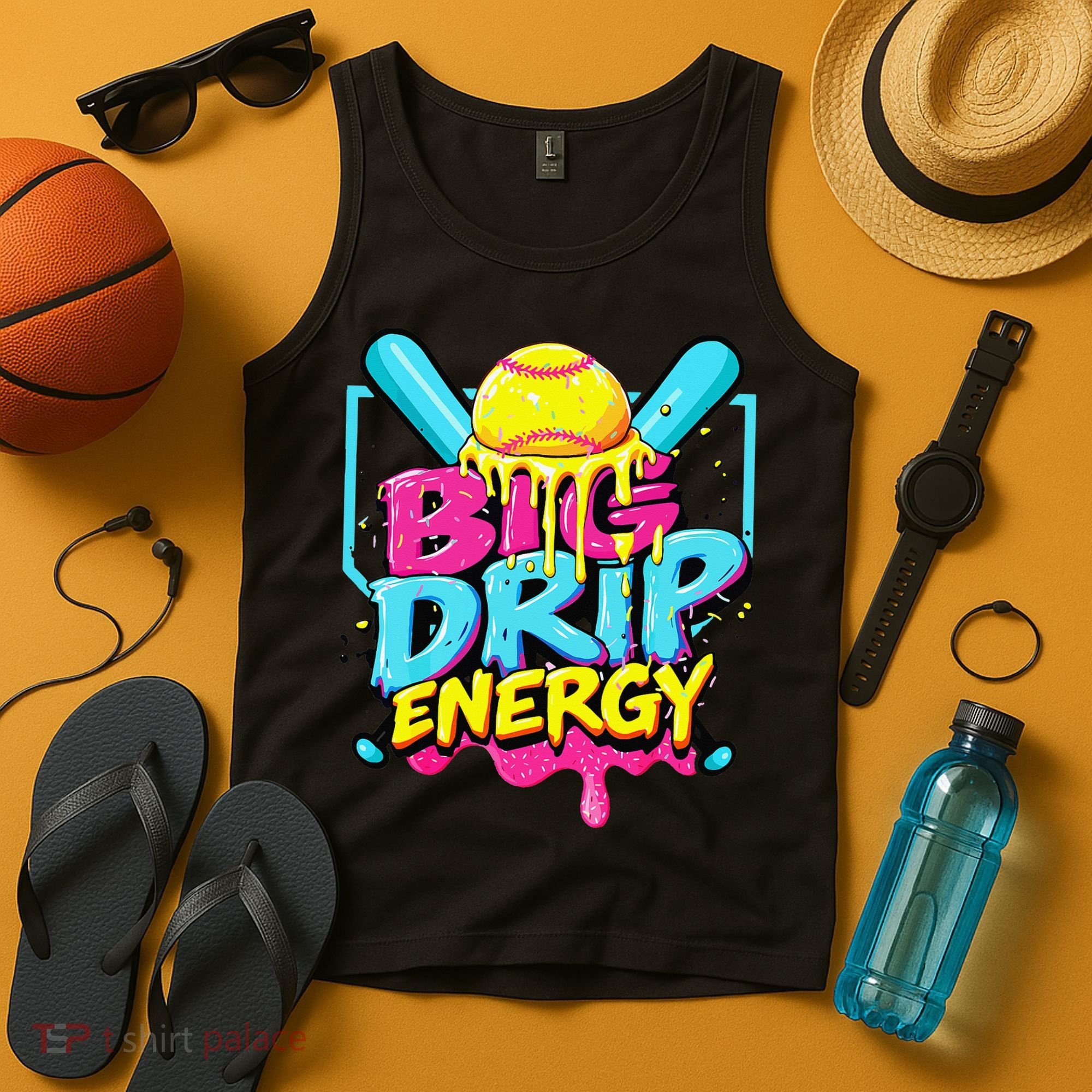 Softball Big Drip Energy Ice Cream Dripping Softball Tank Top