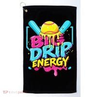 Softball Big Drip Energy Ice Cream Dripping Softball Golf Towel thumb 0