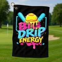 Softball Big Drip Energy Ice Cream Dripping Softball Golf Towel thumb 1