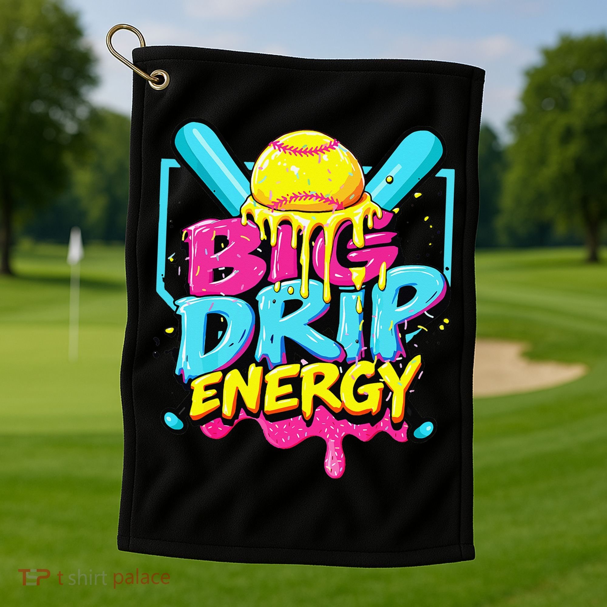 Softball Big Drip Energy Ice Cream Dripping Softball Golf Towel