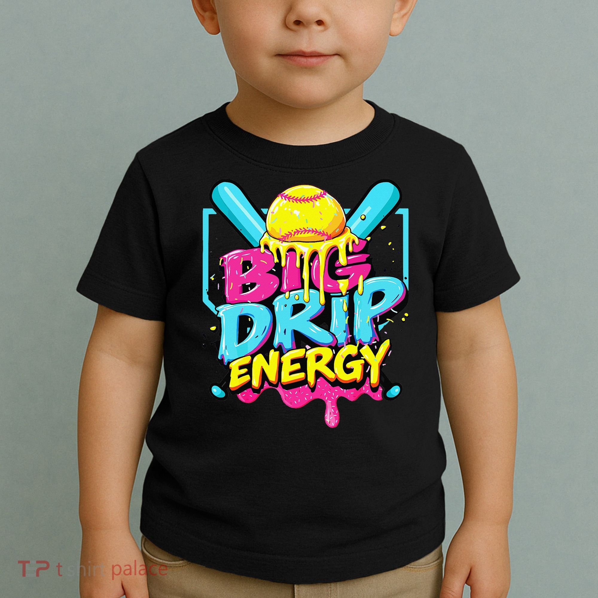 Softball Big Drip Energy Ice Cream Dripping Softball Toddler T-Shirt