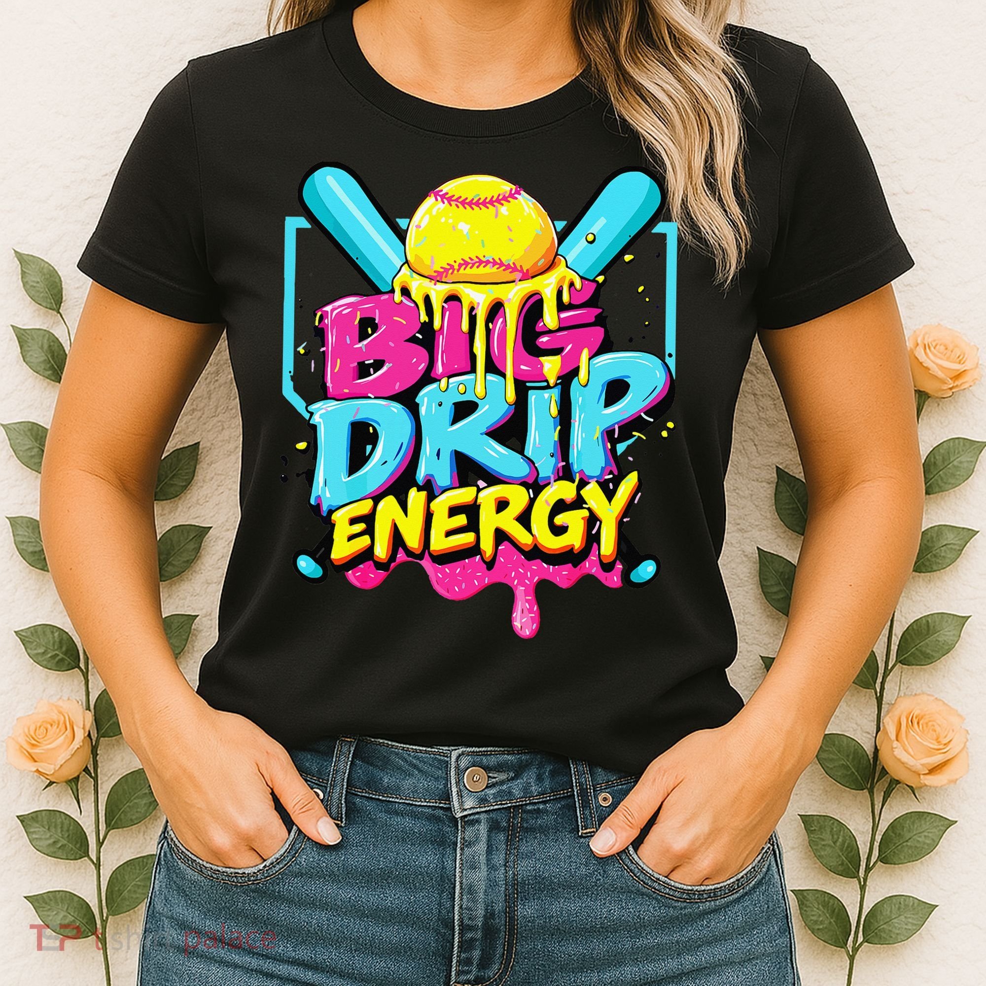 Softball Big Drip Energy Ice Cream Dripping Softball Women's T-Shirt