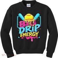 Softball Big Drip Energy Ice Cream Dripping Softball Kids Sweatshirt thumb 0