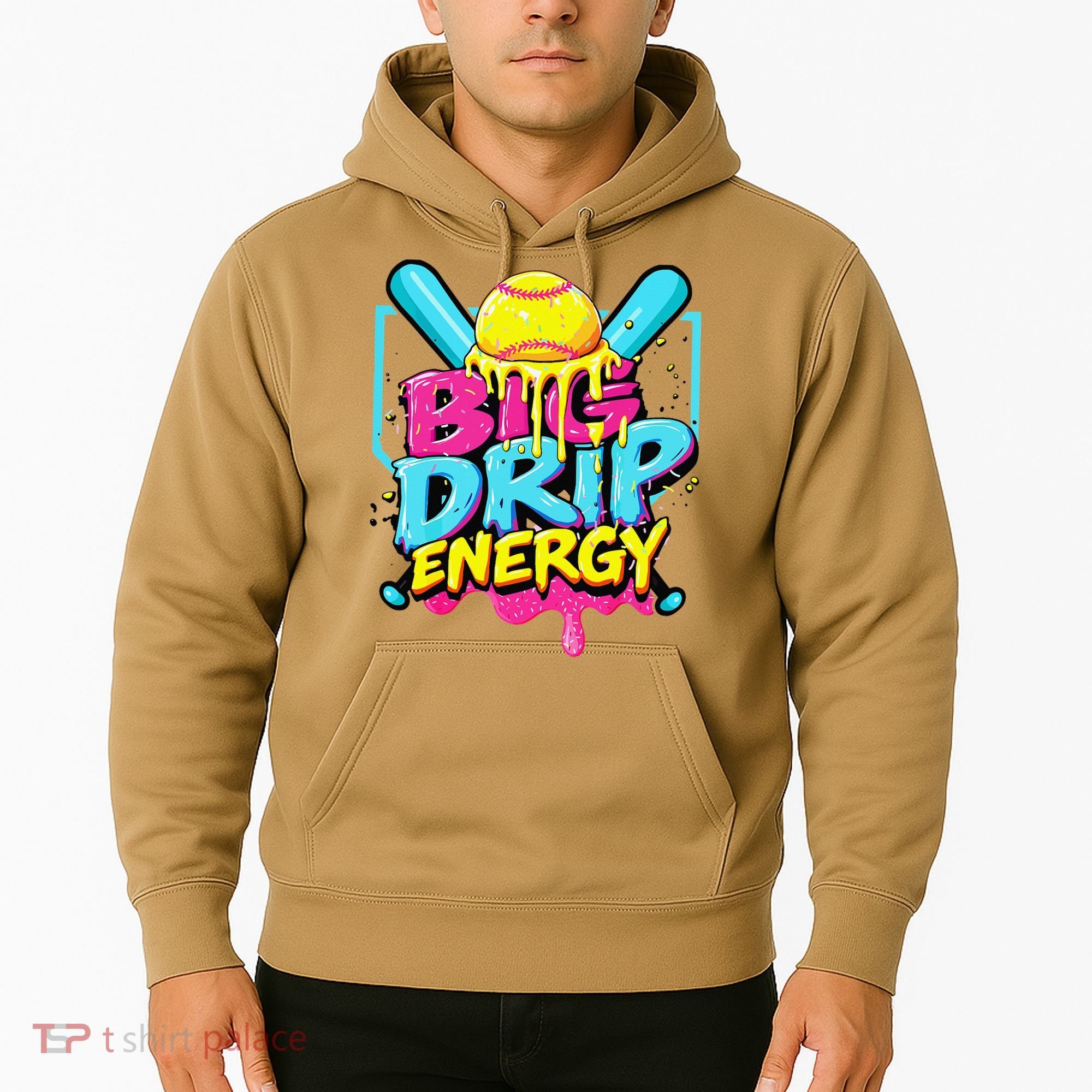 Softball Big Drip Energy Ice Cream Dripping Softball Hoodie