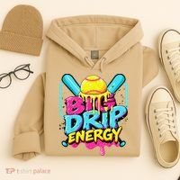 Softball Big Drip Energy Ice Cream Dripping Softball Hoodie thumb 4