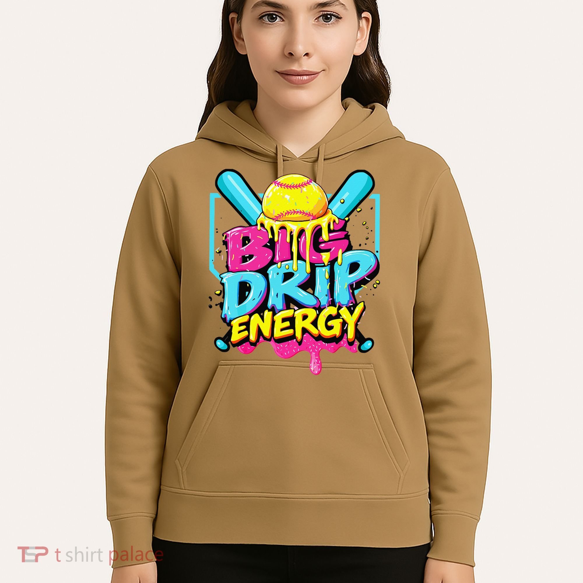 Softball Big Drip Energy Ice Cream Dripping Softball Hoodie