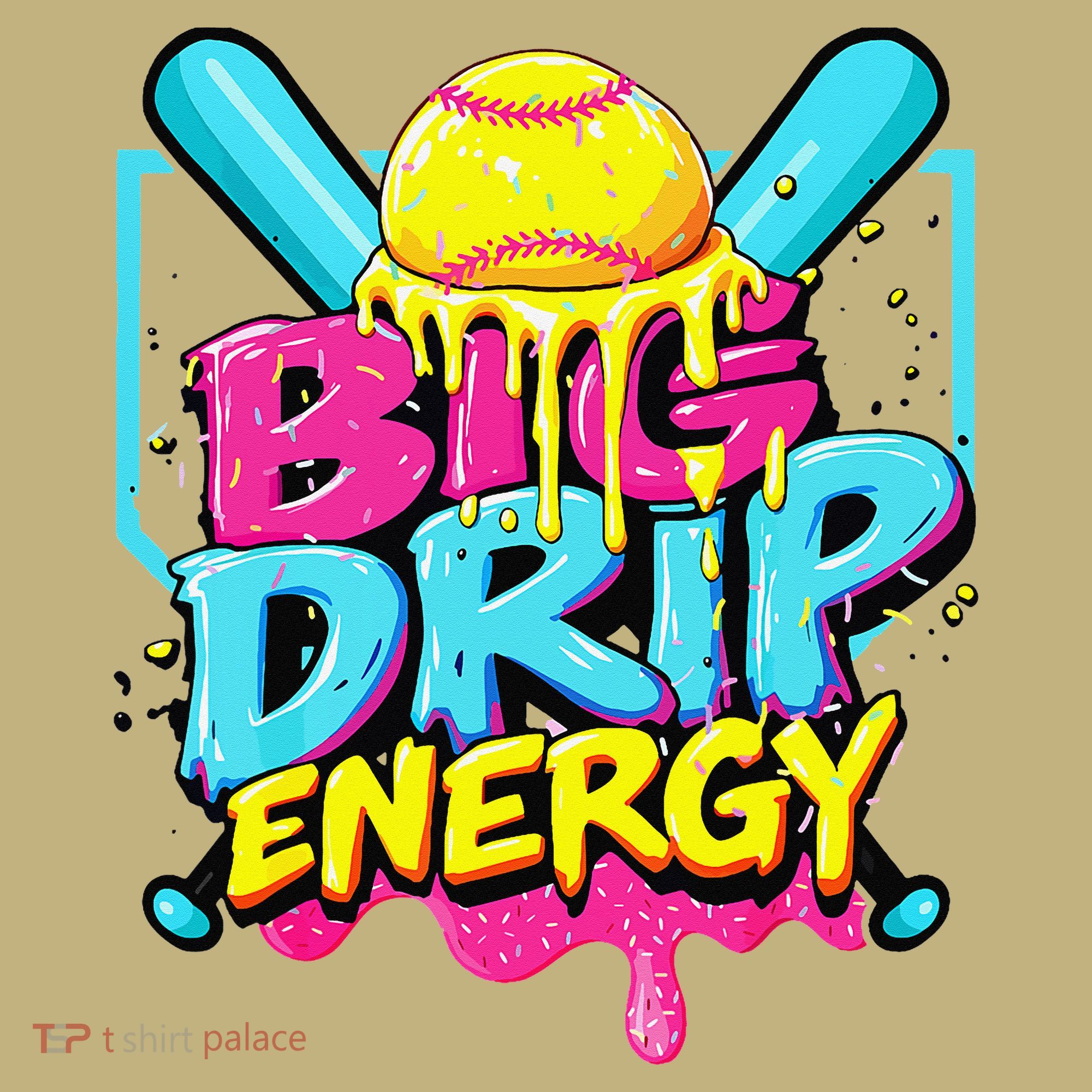 Softball Big Drip Energy Ice Cream Dripping Softball Long Sleeve Shirt