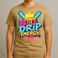 Softball Big Drip Energy Ice Cream Dripping Softball T-Shirt thumb 3