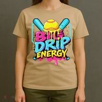 Softball Big Drip Energy Ice Cream Dripping Softball T-Shirt thumb 4