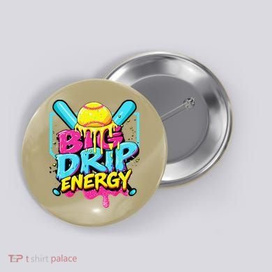 Softball Big Drip Energy Ice Cream Dripping Softball Button