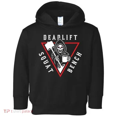 Squat Bench Deadlift Grim Reaper Toddler Hoodie