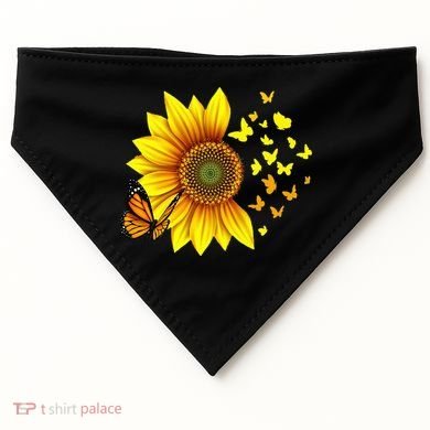 Sunflower Butterflies Design USA-Made Doggie Bandana