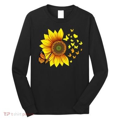 Sunflower Butterflies Design Long Sleeve Shirt