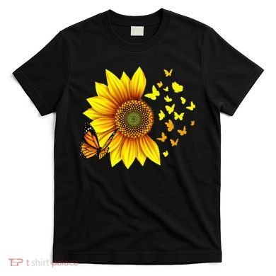 Sunflower Butterflies Design T-Shirt