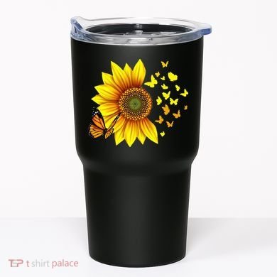 Sunflower Butterflies Design Tumbler