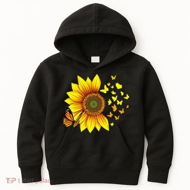 Sunflower Butterflies Design Kids Hoodie