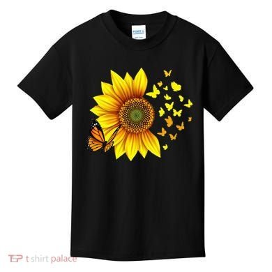 Sunflower Butterflies Design Kids T-Shirt