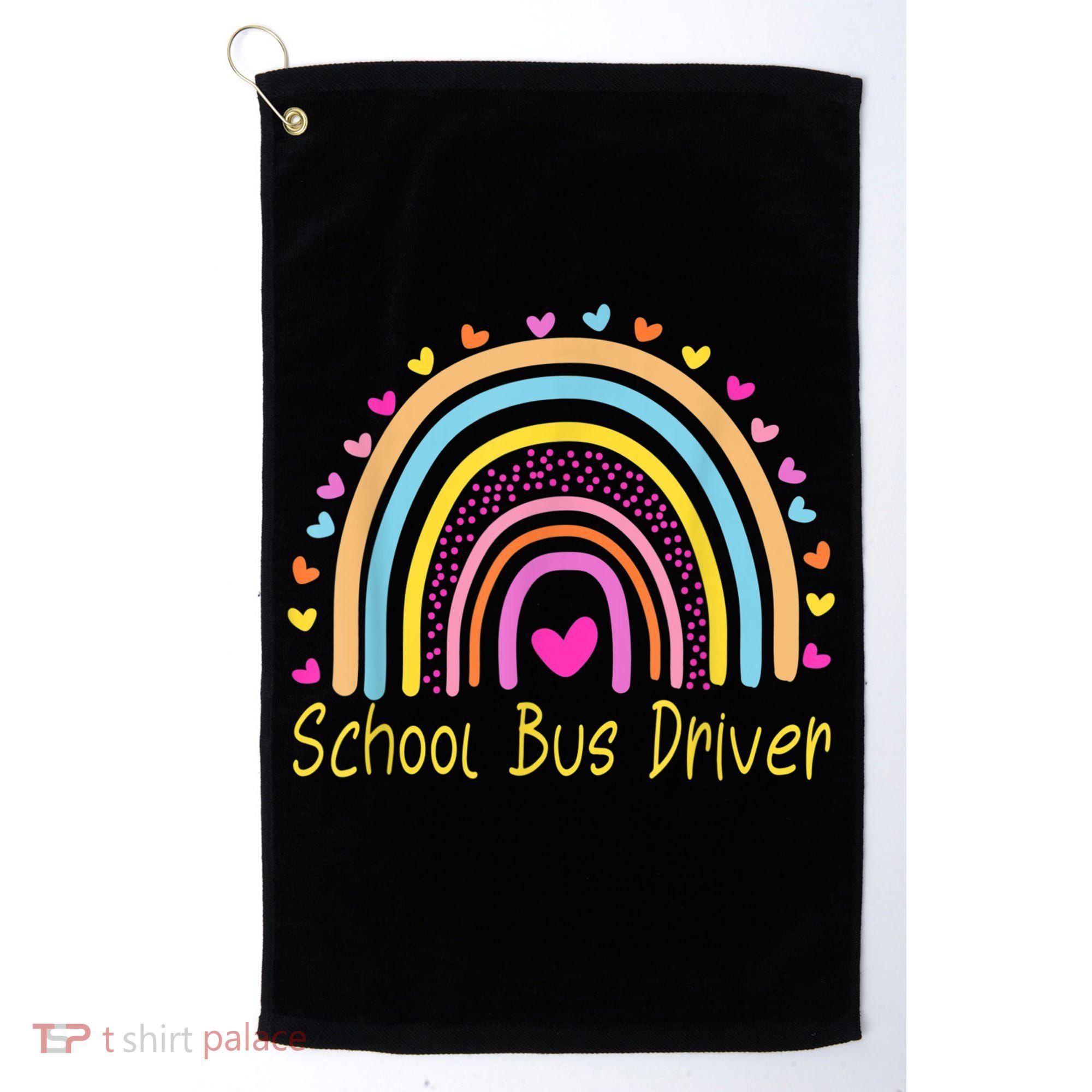 School Bus Driver Rainbow Golf Towel