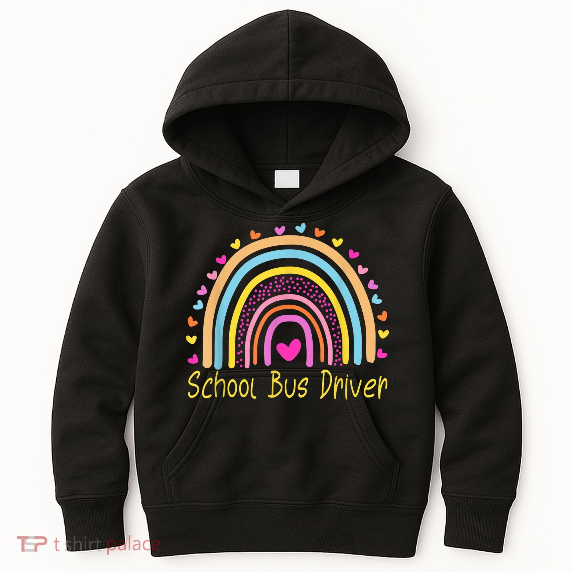 School Bus Driver Rainbow Kids Hoodie