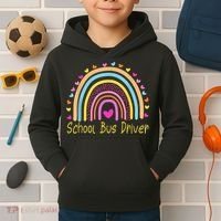 School Bus Driver Rainbow Kids Hoodie thumb 2