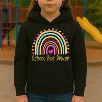 School Bus Driver Rainbow Kids Hoodie thumb 3