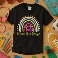 School Bus Driver Rainbow Kids T-Shirt thumb 3