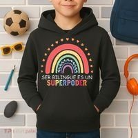 Ser Bilingue Es Un Superpoder Spanish Teacher Back To School Kids Hoodie thumb 2