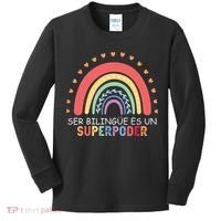 Ser Bilingue Es Un Superpoder Spanish Teacher Back To School Kids Long Sleeve Shirt thumb 0