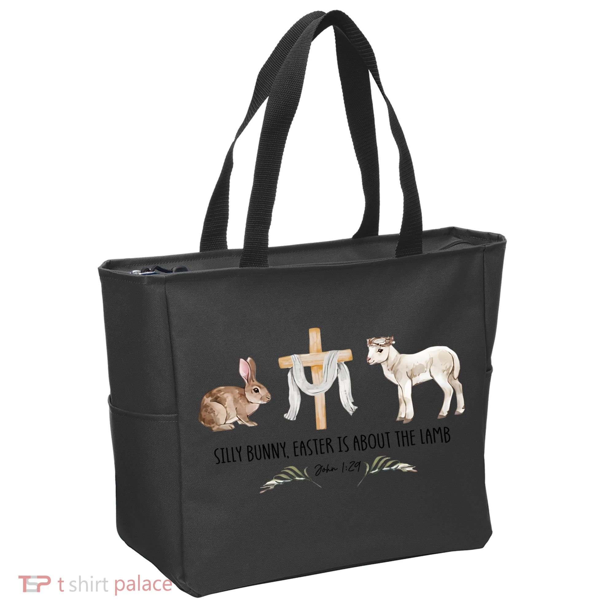 Silly Bunny Easter Is About The Lamb God Jesus Easter Day Faith Tote Bag
