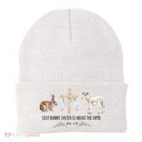 Silly Bunny Easter Is About The Lamb God Jesus Easter Day Faith Beanie thumb 0