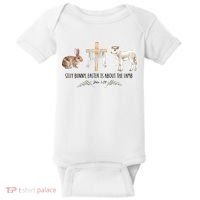 Silly Bunny Easter Is About The Lamb God Jesus Easter Day Faith Baby Bodysuit thumb 0
