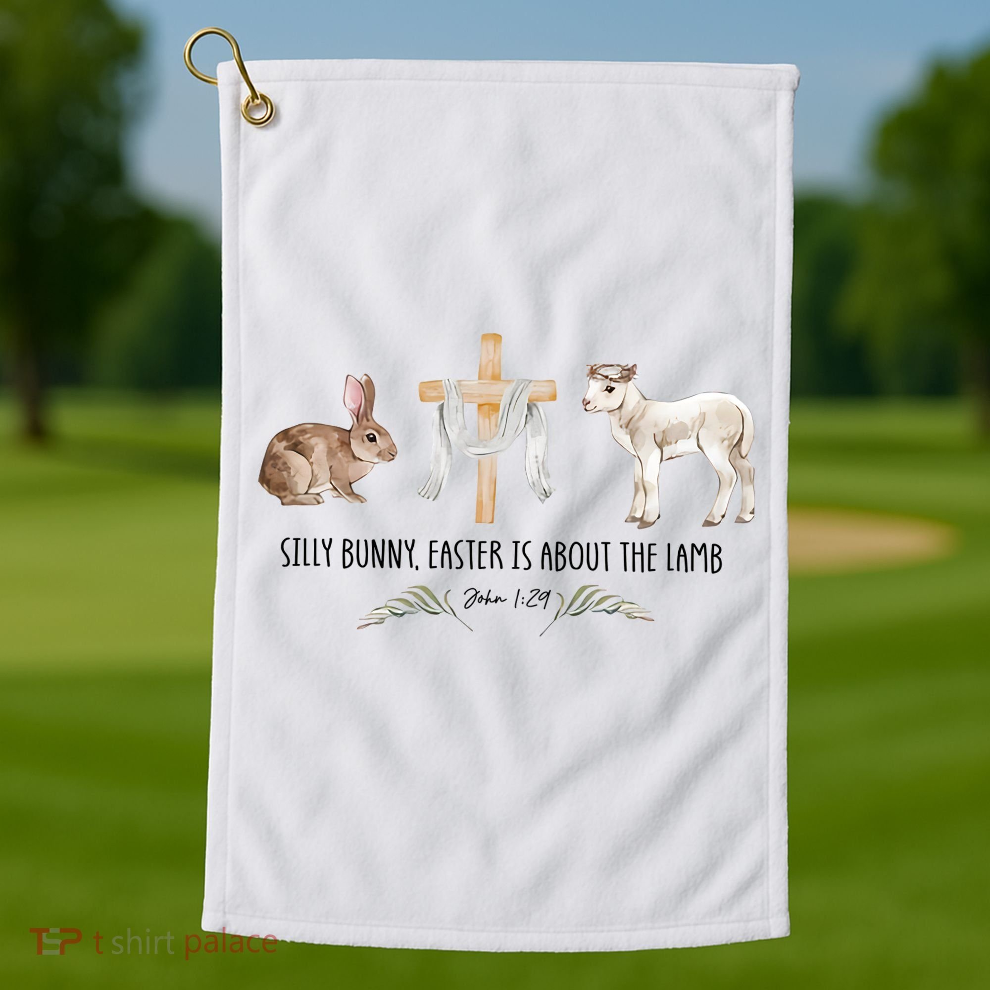 Silly Bunny Easter Is About The Lamb God Jesus Easter Day Faith Golf Towel