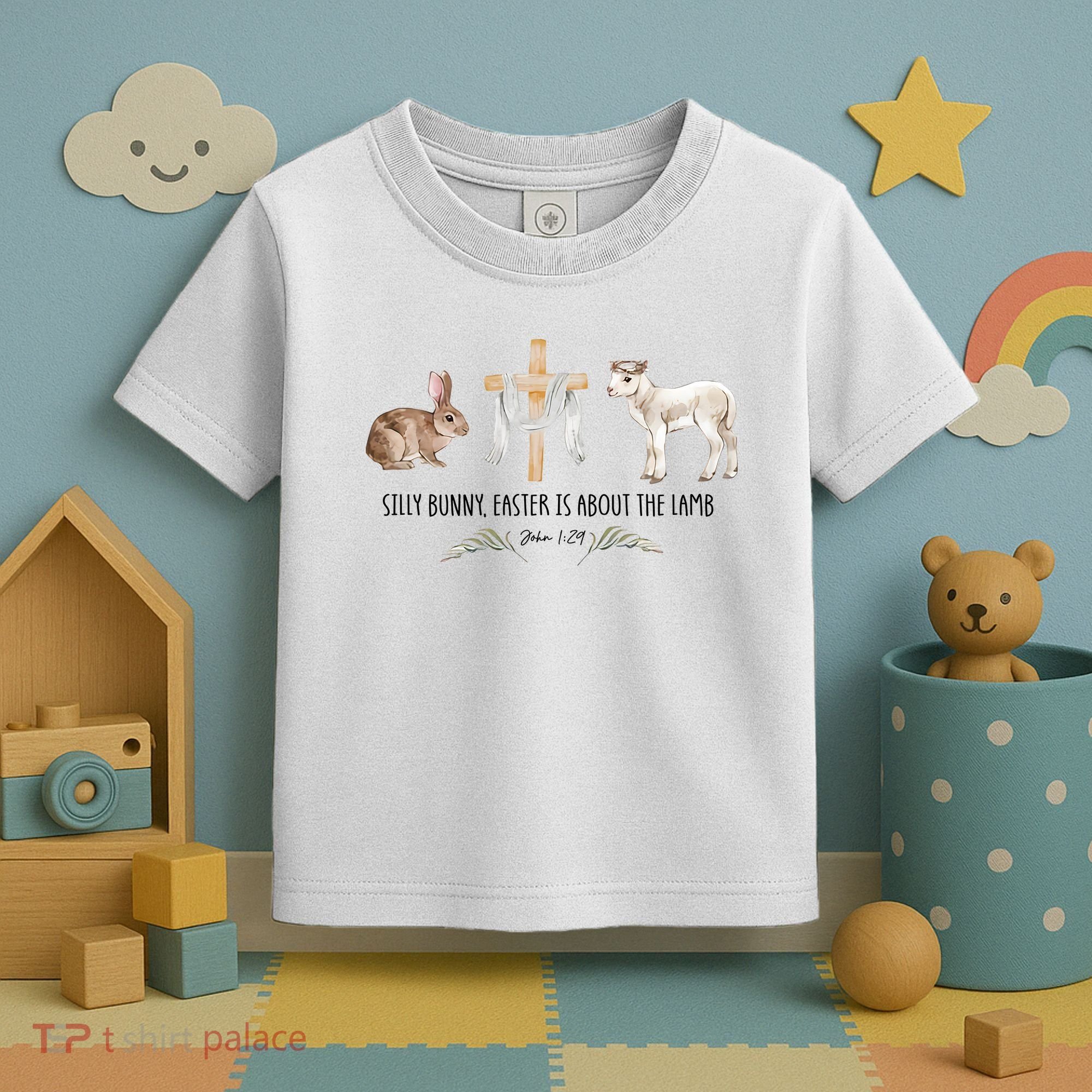Silly Bunny Easter Is About The Lamb God Jesus Easter Day Faith Toddler T-Shirt