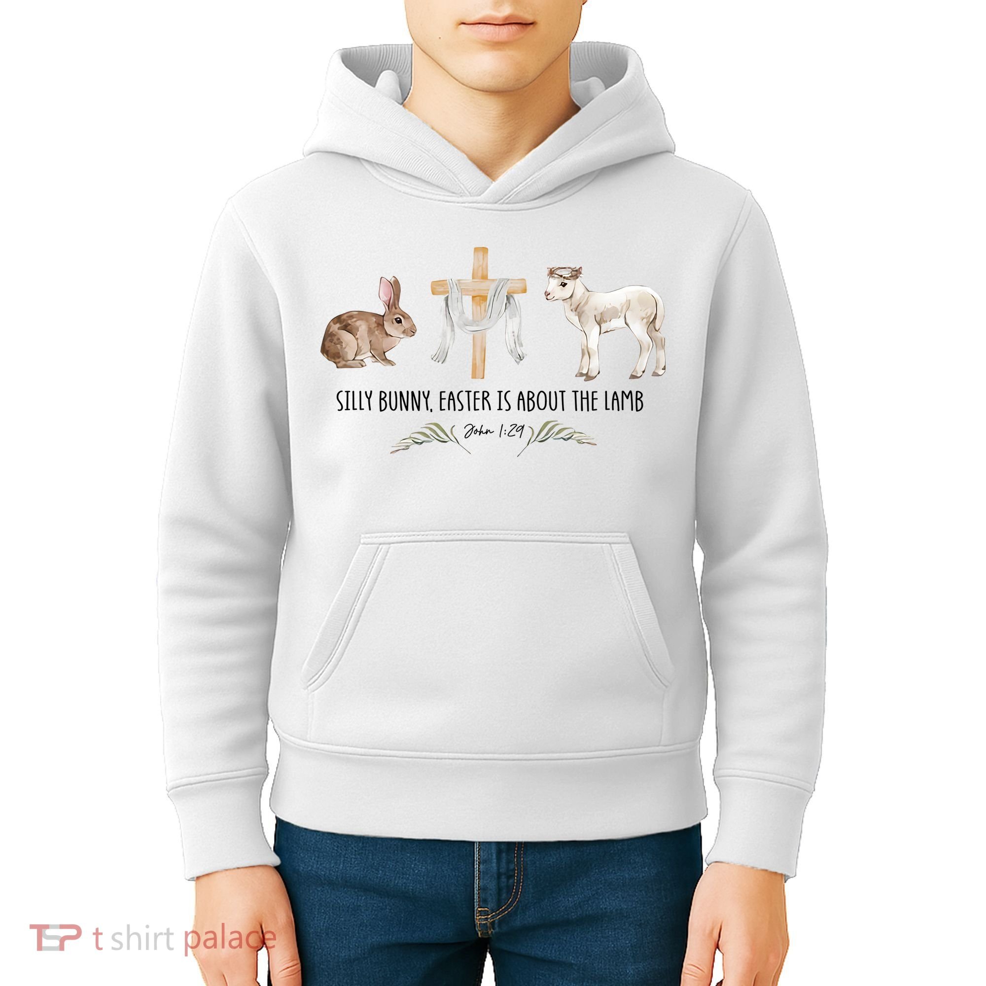 Silly Bunny Easter Is About The Lamb God Jesus Easter Day Faith Kids Hoodie
