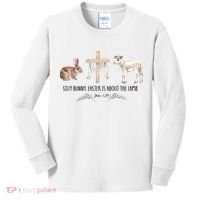 Silly Bunny Easter Is About The Lamb God Jesus Easter Day Faith Kids Long Sleeve Shirt thumb 0