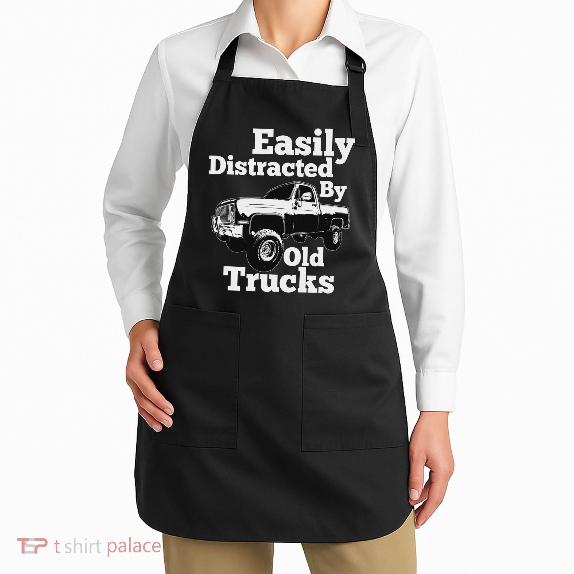 Square Body Easily Distracted By Old Trucks Squarebody Apron