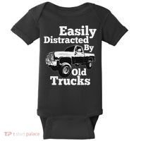 Square Body Easily Distracted By Old Trucks Squarebody Baby Bodysuit thumb 0