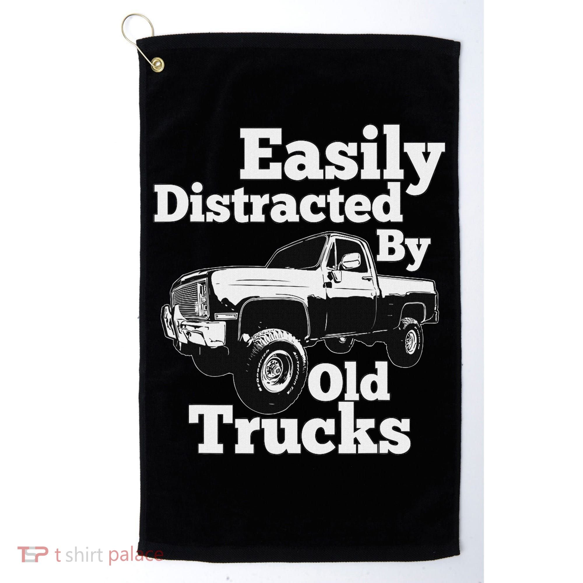 Square Body Easily Distracted By Old Trucks Squarebody Golf Towel