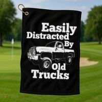 Square Body Easily Distracted By Old Trucks Squarebody Golf Towel thumb 1