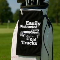 Square Body Easily Distracted By Old Trucks Squarebody Golf Towel thumb 2