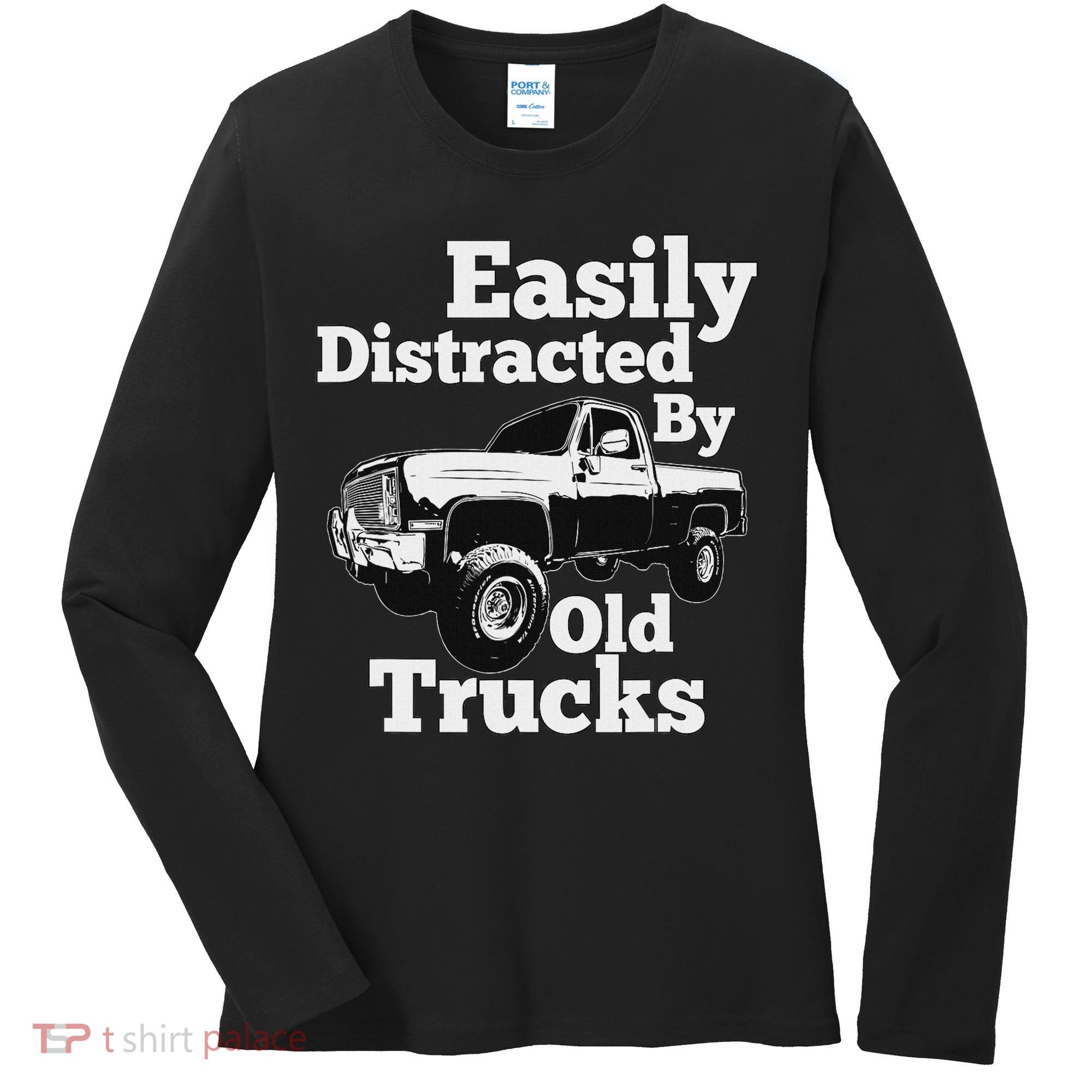 Square Body Easily Distracted By Old Trucks Squarebody Women's Long Sleeve Shirt