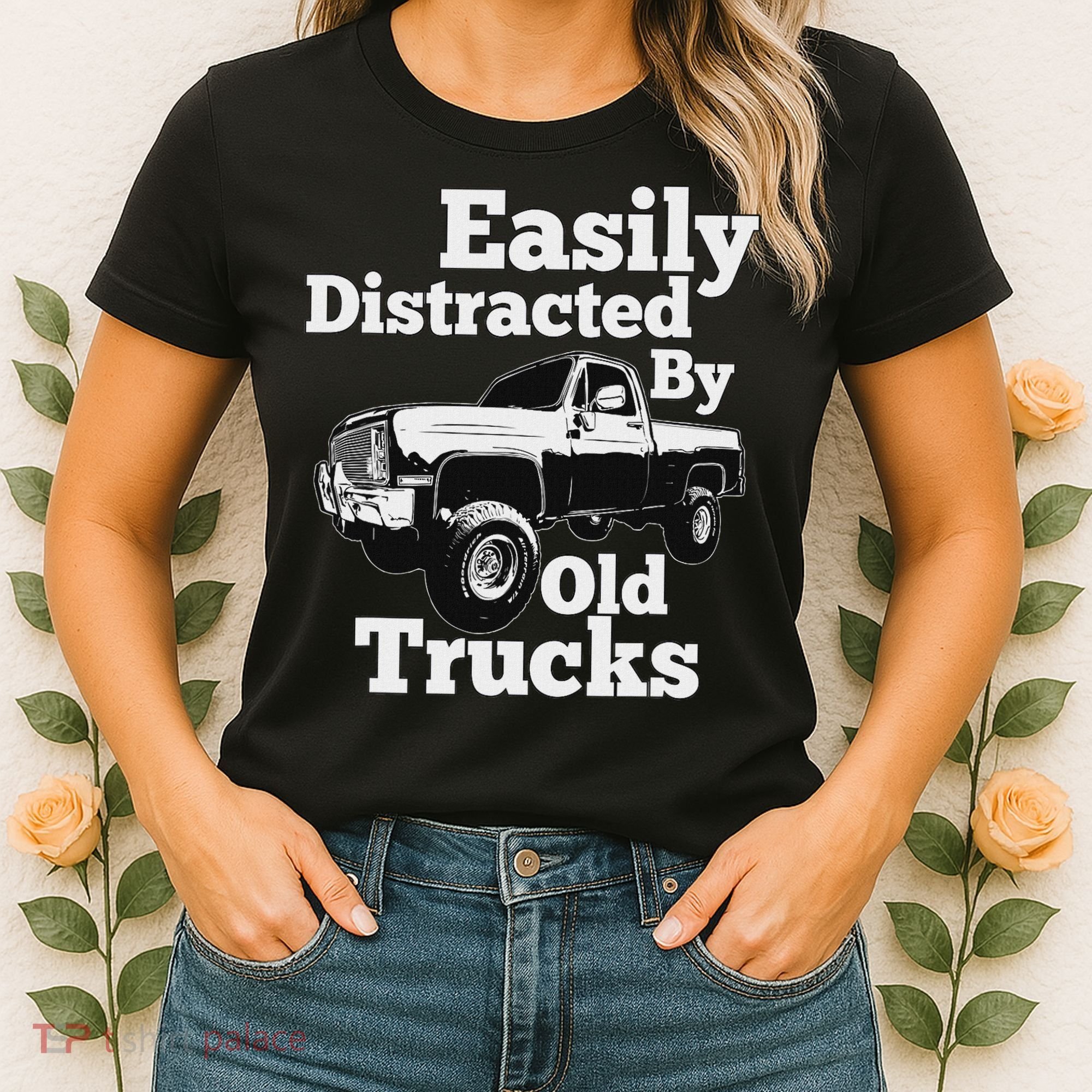 Square Body Easily Distracted By Old Trucks Squarebody Women's T-Shirt