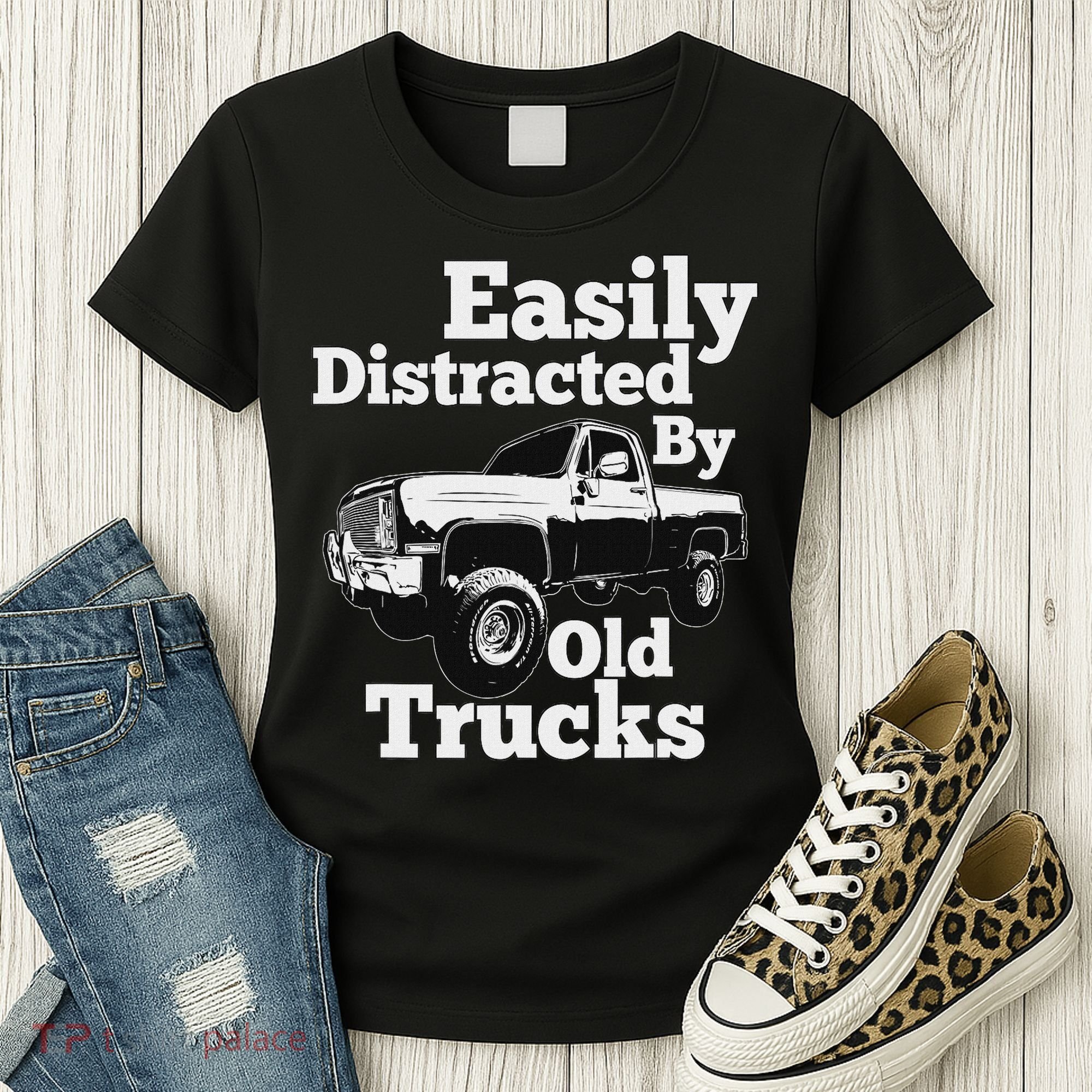 Square Body Easily Distracted By Old Trucks Squarebody Women's T-Shirt