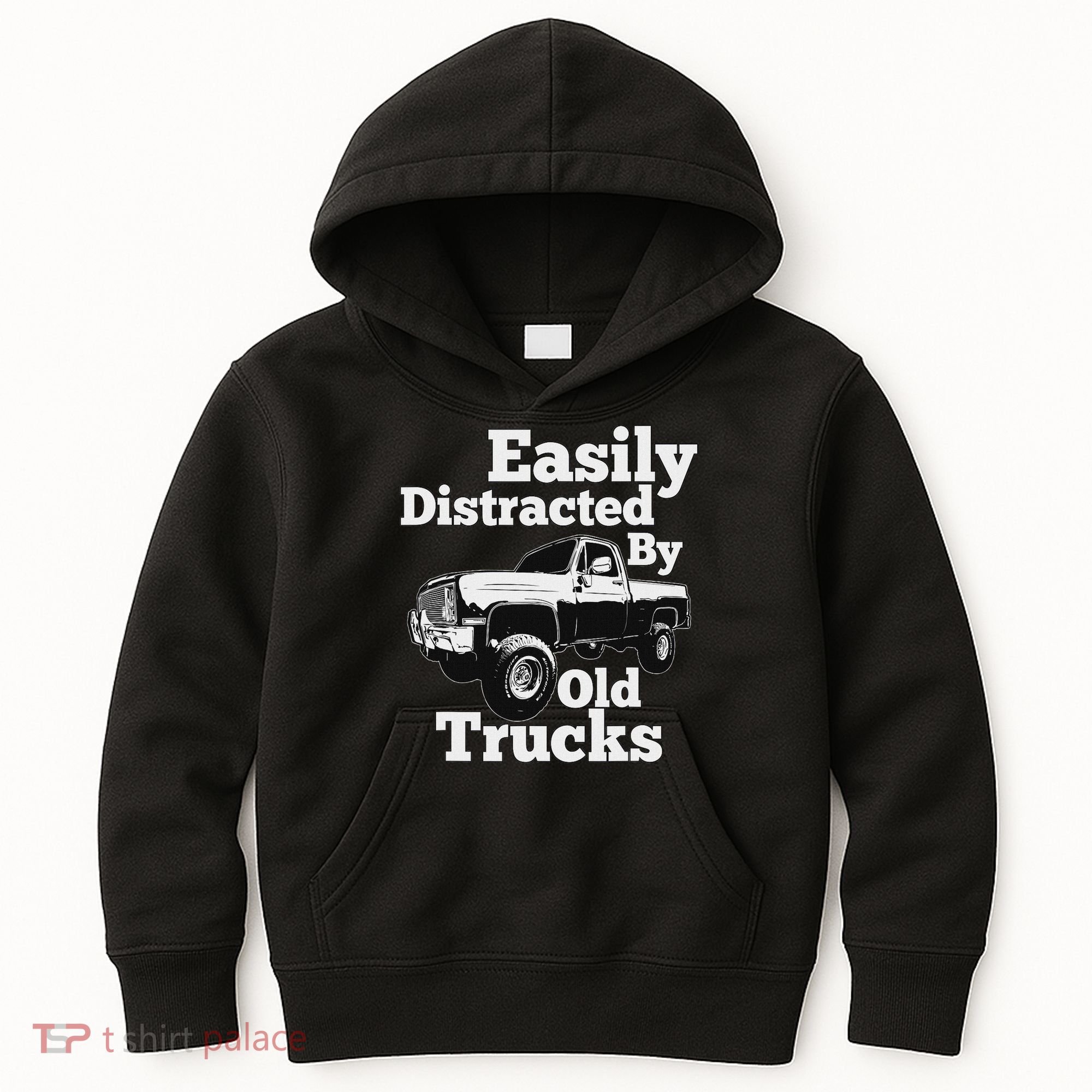 Square Body Easily Distracted By Old Trucks Squarebody Kids Hoodie
