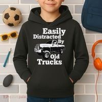 Square Body Easily Distracted By Old Trucks Squarebody Kids Hoodie thumb 2