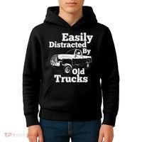 Square Body Easily Distracted By Old Trucks Squarebody Kids Hoodie thumb 4