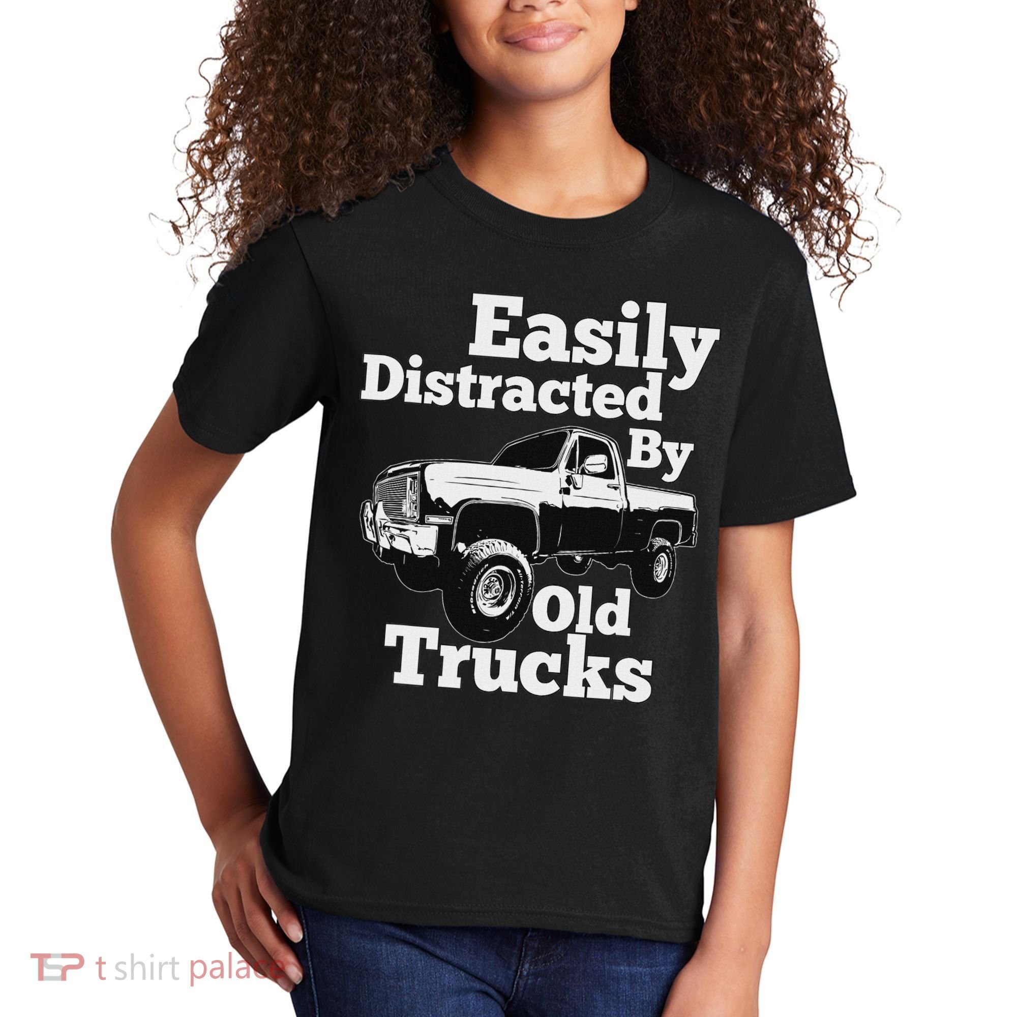 Square Body Easily Distracted By Old Trucks Squarebody Kids T-Shirt