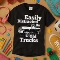Square Body Easily Distracted By Old Trucks Squarebody Kids T-Shirt thumb 3