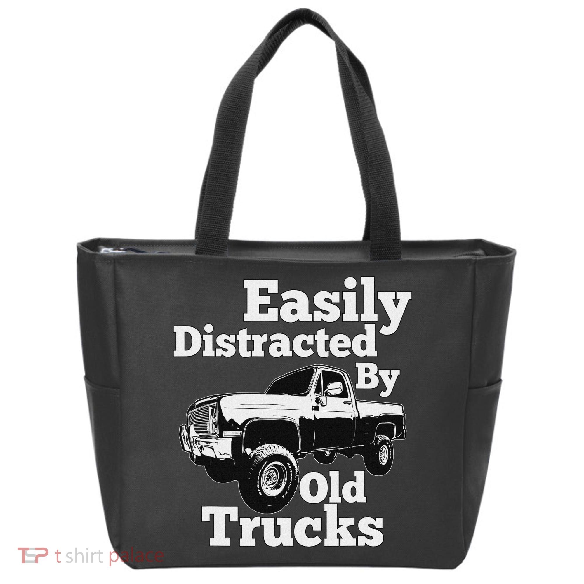 Square Body Easily Distracted By Old Trucks Squarebody Tote Bag