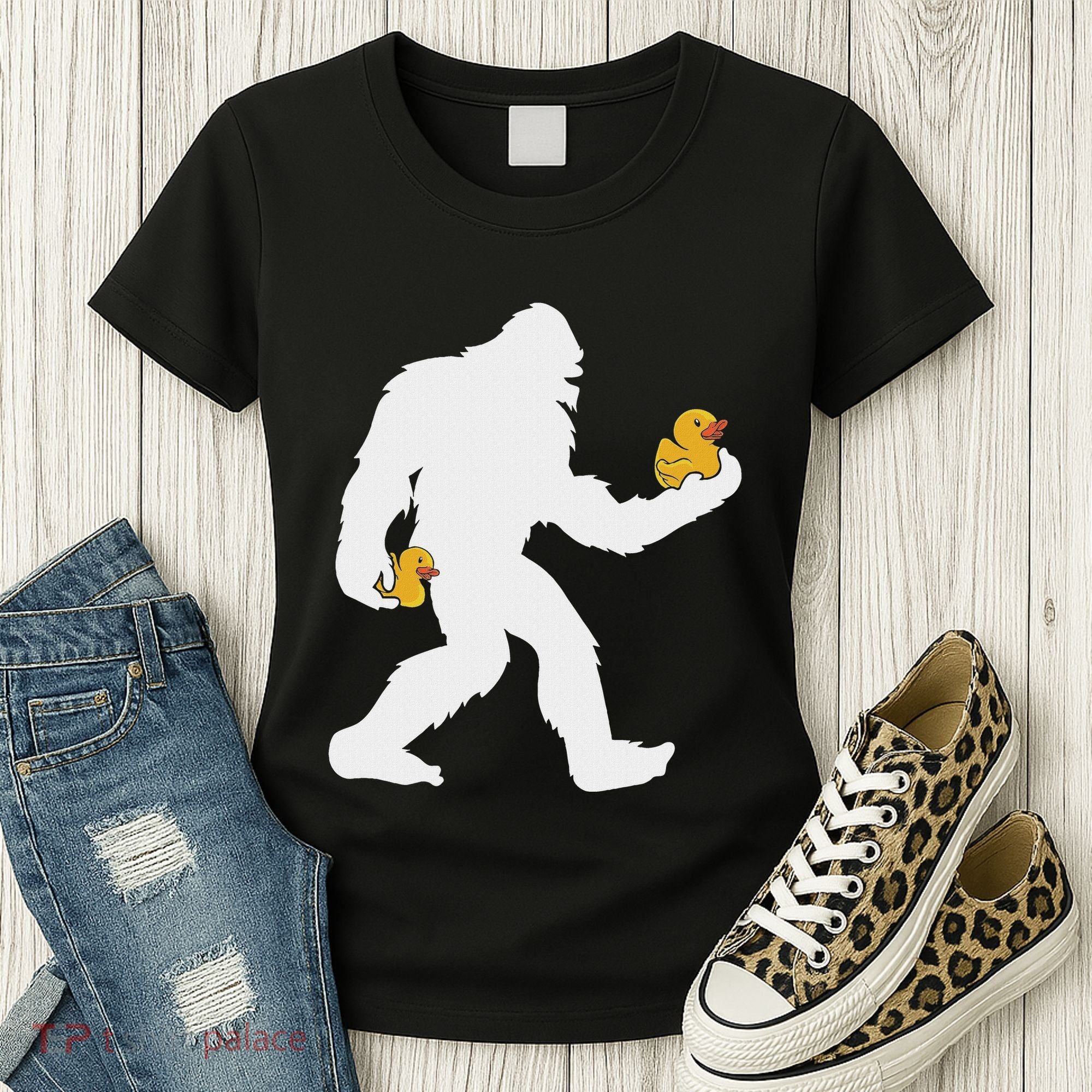 Sasquatch Big Foot Yetti Rubber Duck Women's T-Shirt